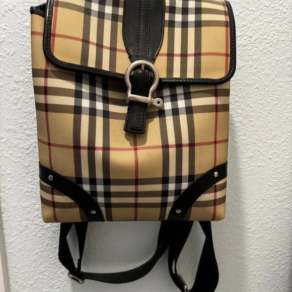 Authentic Burberry House Check PVC & Leather Rare BURBERRY House Check Leather Hobo Bag Brown main image 2